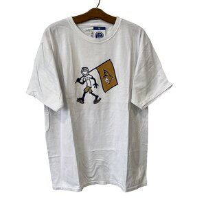 Life Is Good Blue 84 Jake Flag Waver Bobcats T Shirt Mens Large White Cotton NEW